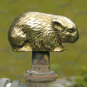 BRASS FINISH POLY RESIN TAP TOP WOMBAT