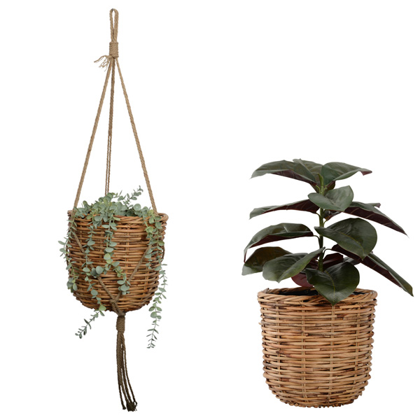 Planter Basket Amari Cane Hanging Basket 29x32cm Garden Express