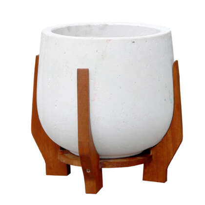 Planter Pot Oscar Drum With Stand White 19cm - Garden Express Australia