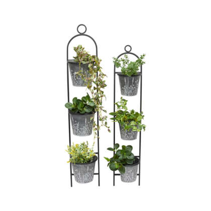 Wall Planter Set Of 2 Nested 3 Pot Galvanised Planters With Wildflowers Wplneswfl - Garden Express Australia