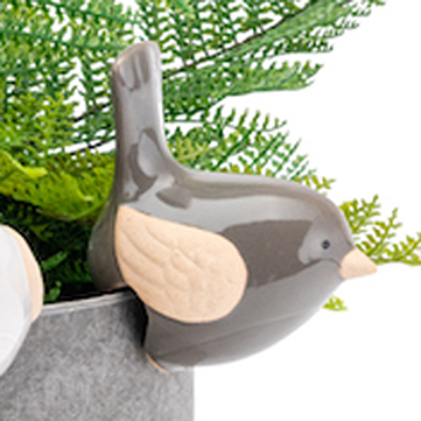 Ceramic Bird Pot Sitter- Brown