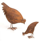 Chickens Feeding Rust Set Of 2 Gacacfrs2 - Garden Express Australia