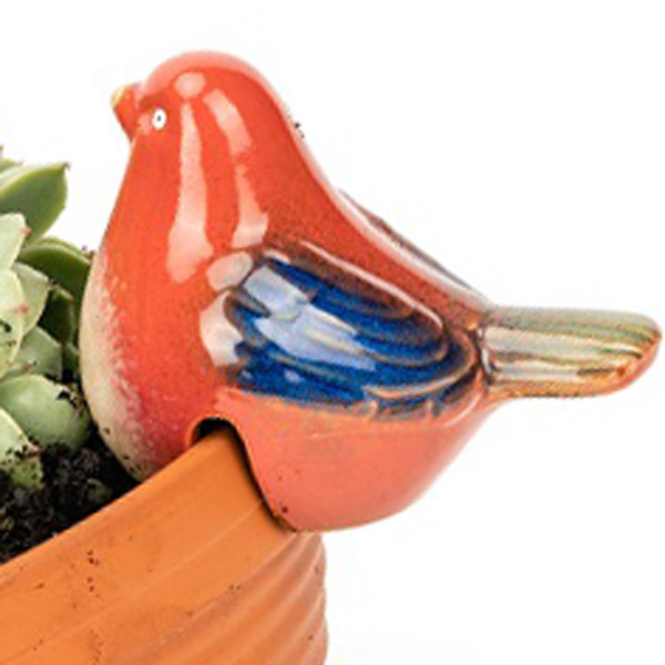 Ceramic Bird Pot Sitter- Red