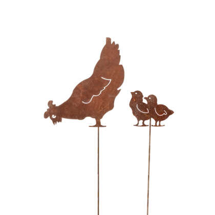 Chicken Feeding Silhouette Rust Gacarcfs - Garden Express Australia